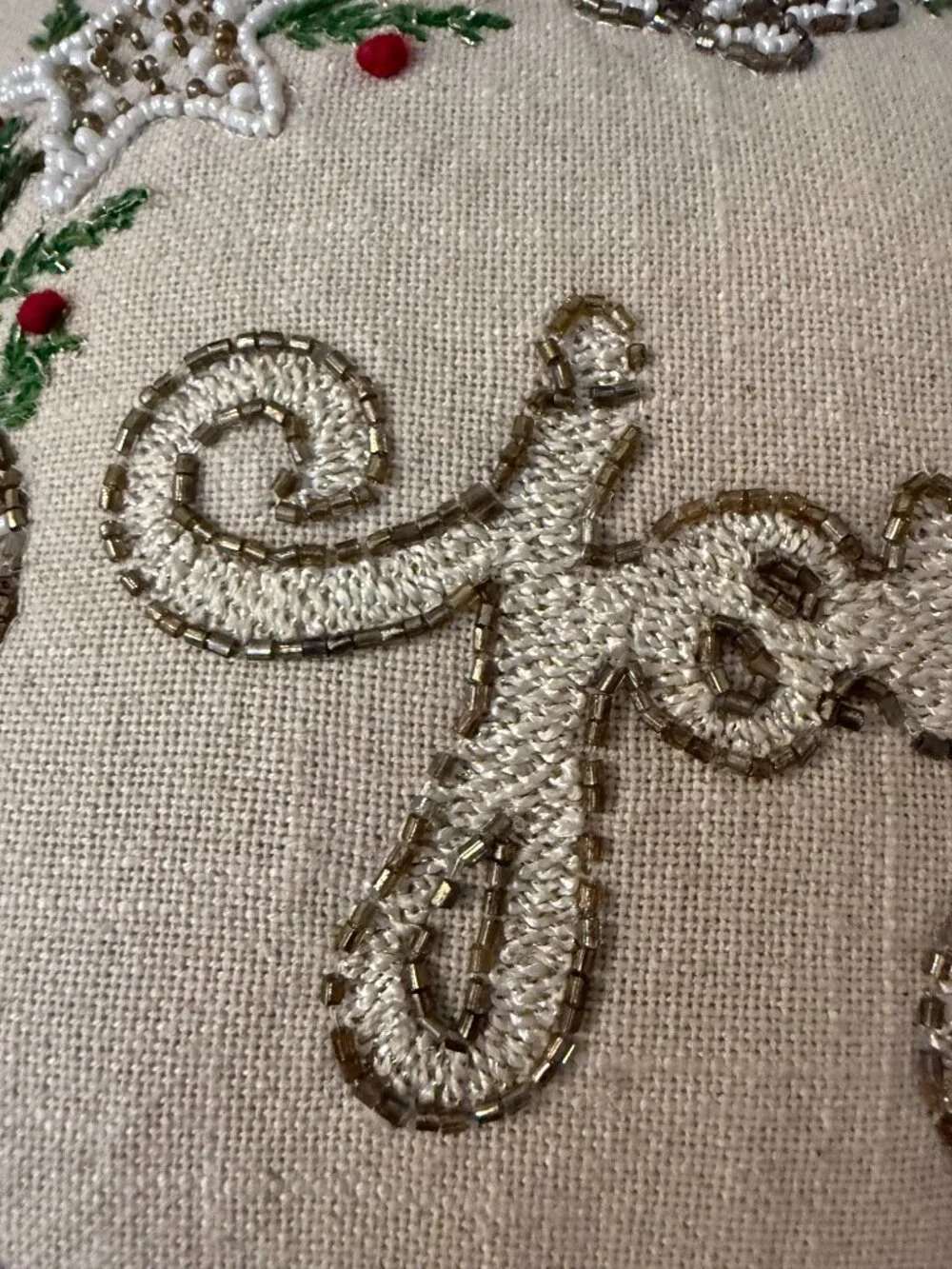 Mistletoe & Sailing Co Joy Beaded Coastal Christmas Pillow